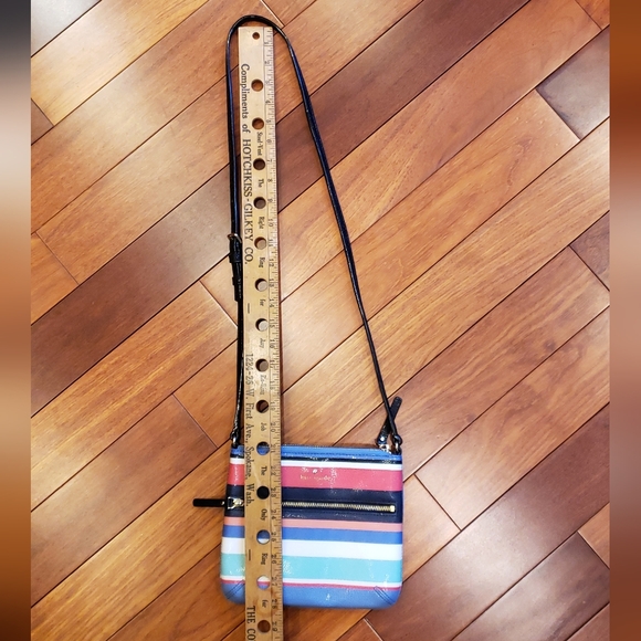 Kate Spade Striped Crossbody. Pink, Periwinkle, Black, White, Aqua - Picture 12 of 12